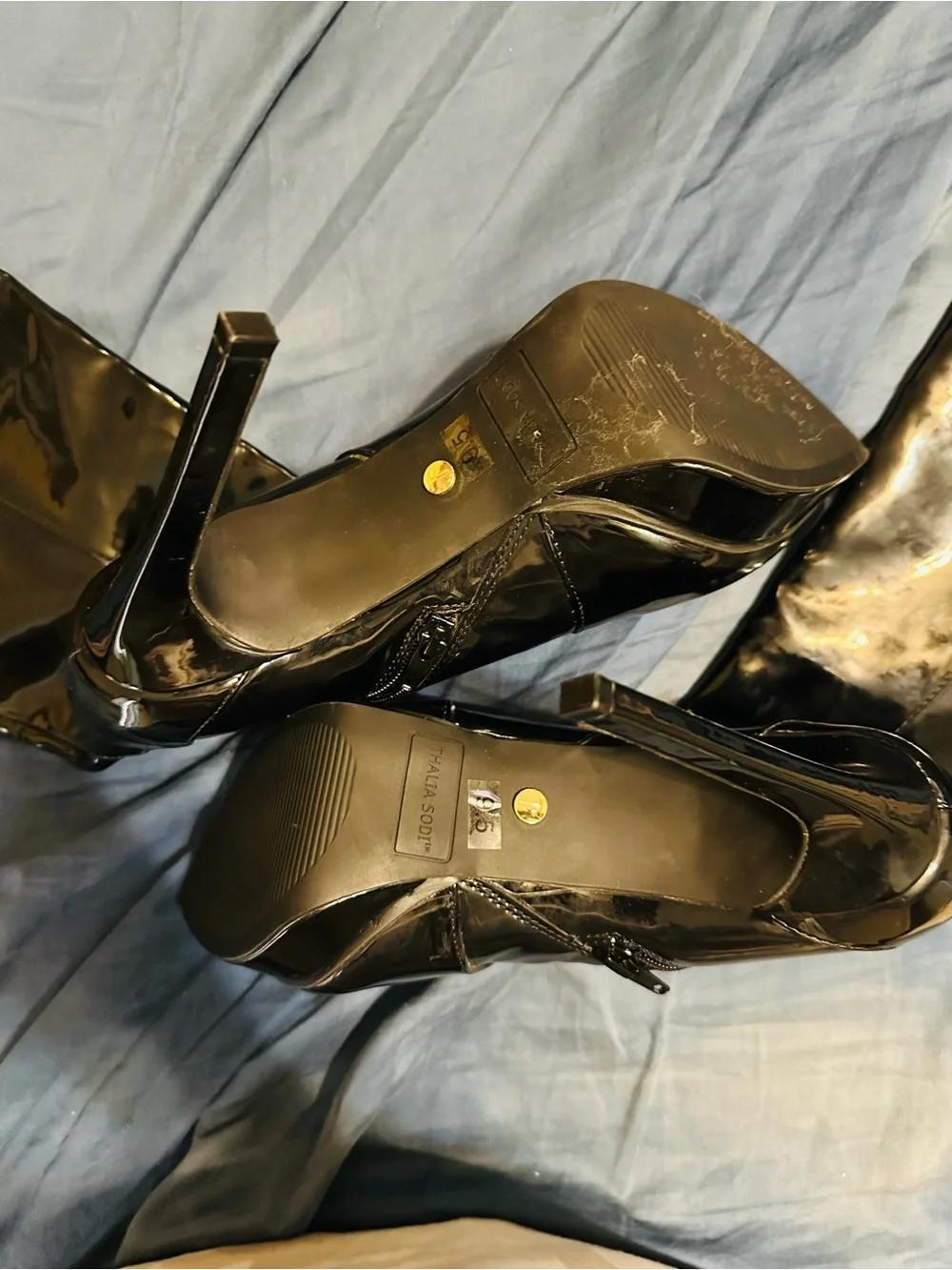 High Shine Metallic Gold Knee-High Stiletto Boots
